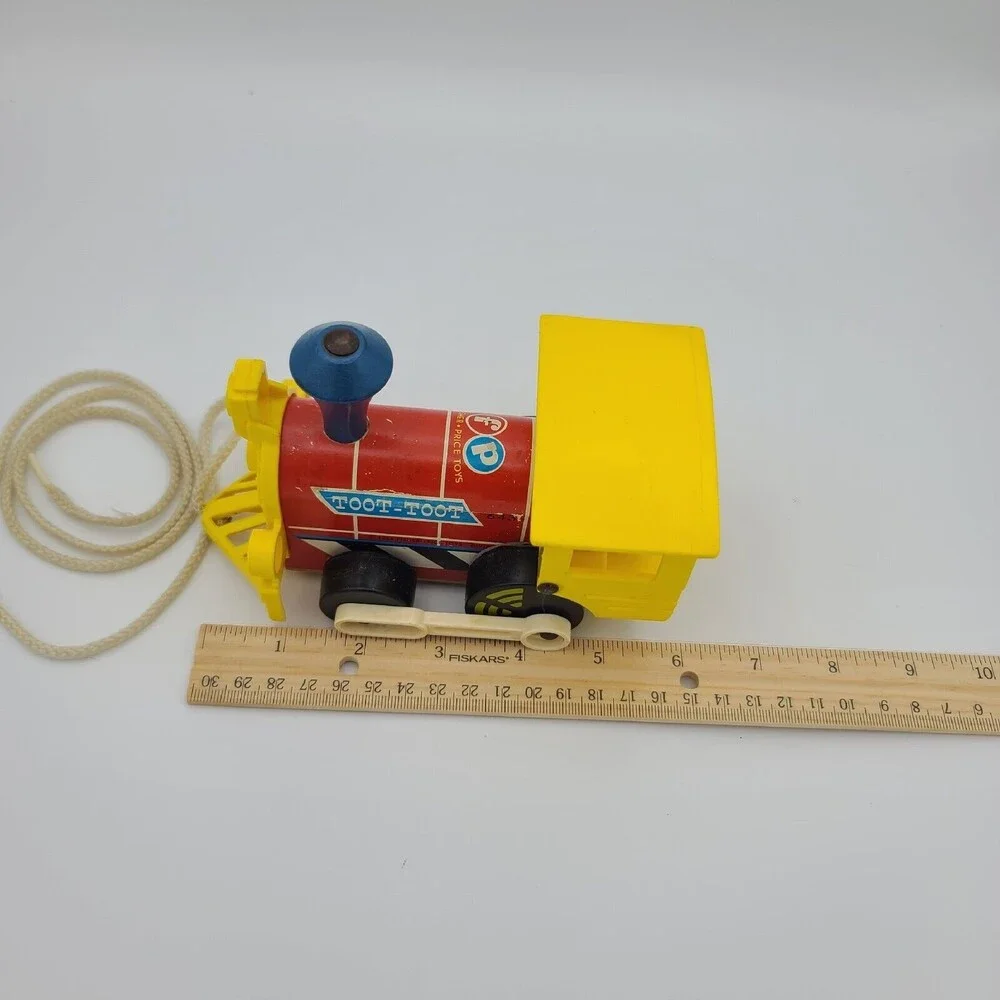 Vintage 1964 Fisher Price 643 Toot-Toot Train Engine Wooden Pull Toy